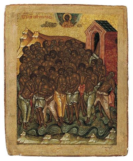 Work of the Week: Novgorod School Tabletka, The Forty Martyrs of Sebaste and the Four Men in the Fiery Furnace