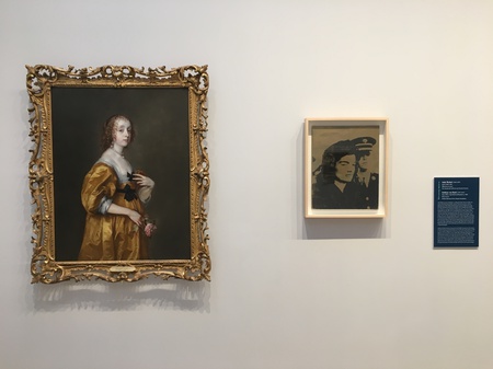 Work of the Week: Jackie (Gold) 1964 by Andy Warhol next to Timken's Anthony Van Dyck, Mary Villers, Lady Herbert of Shurland, 1636. 