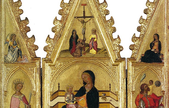 Work of the Week: Niccolò di Buonaccorso, The Madonna of Humility with St. Catherine of Alexandria and St. Christopher, The Annunciation, and the Crucifixion, c. 1370-7